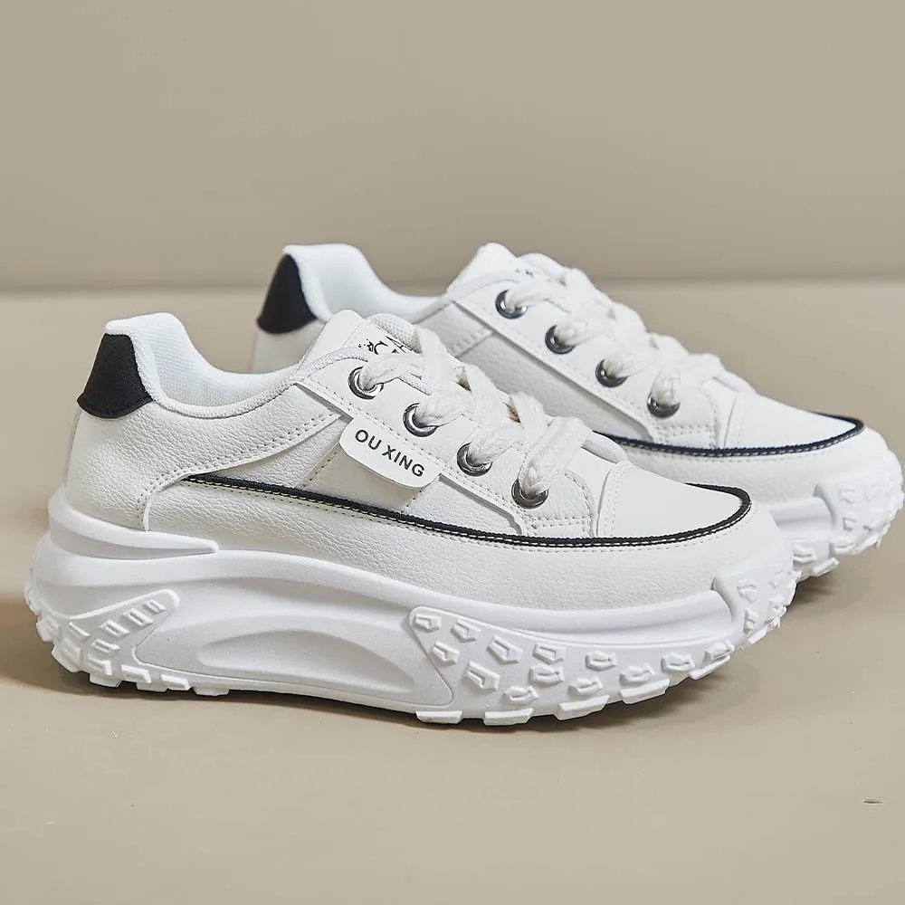 QINGCOMFACAI Womens Platform Fashion Sneakers Comfortable Breathable Casual Lace Up Non-Slip Sneakers Sport Workout Walking Outdoor Shoes