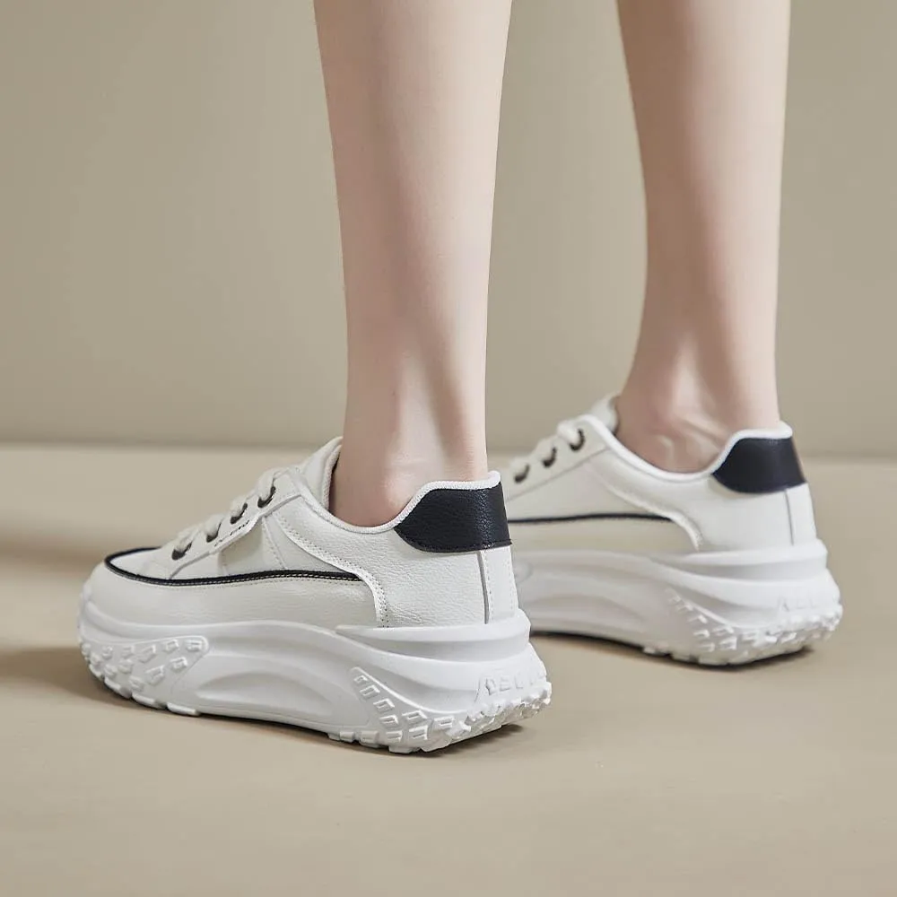 QINGCOMFACAI Womens Platform Fashion Sneakers Comfortable Breathable Casual Lace Up Non-Slip Sneakers Sport Workout Walking Outdoor Shoes