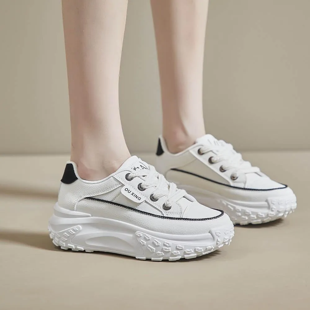QINGCOMFACAI Womens Platform Fashion Sneakers Comfortable Breathable Casual Lace Up Non-Slip Sneakers Sport Workout Walking Outdoor Shoes