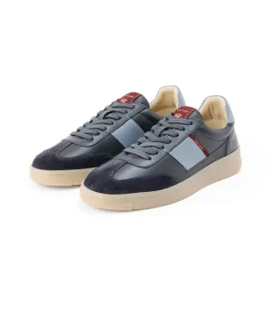 Rare Rabbit Men's Sirius Blue Leather Upper Round Toe Low-Top Lace-Up Sneaker Shoes