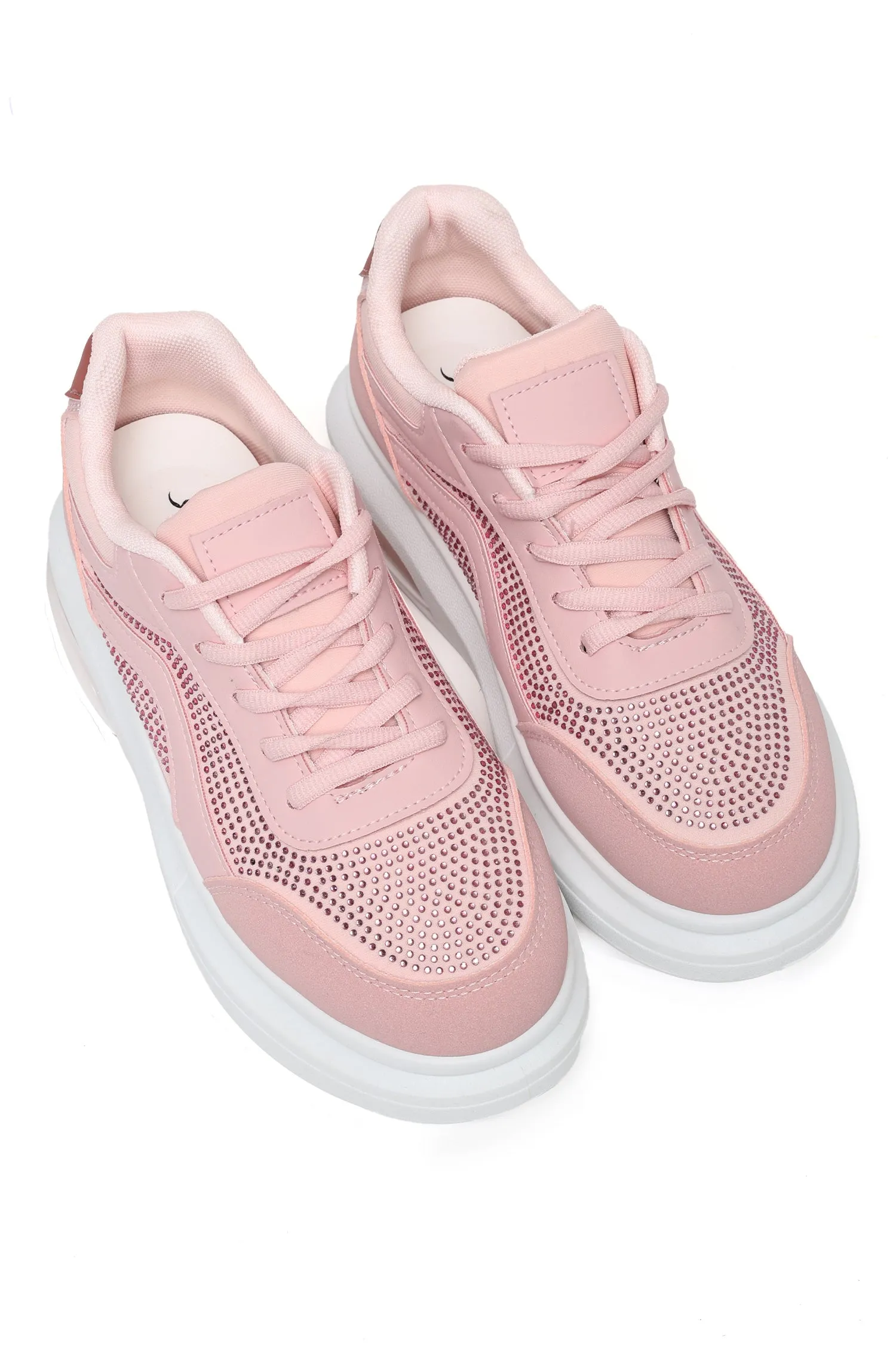Rhinestone Accent Sneakers-Pink