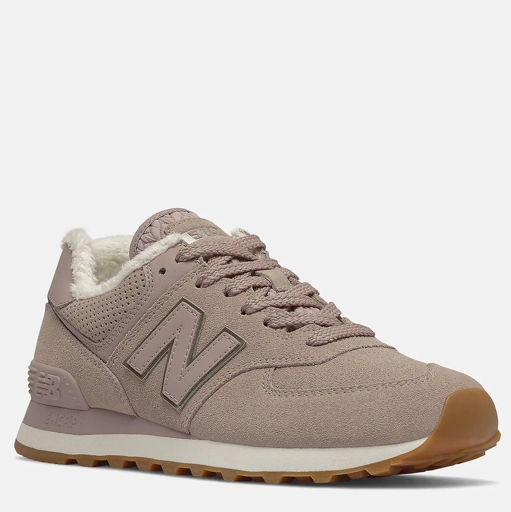 Scarpe Donna NEW BALANCE Sneakers 574 in Suede colore Au Lait e Gold
