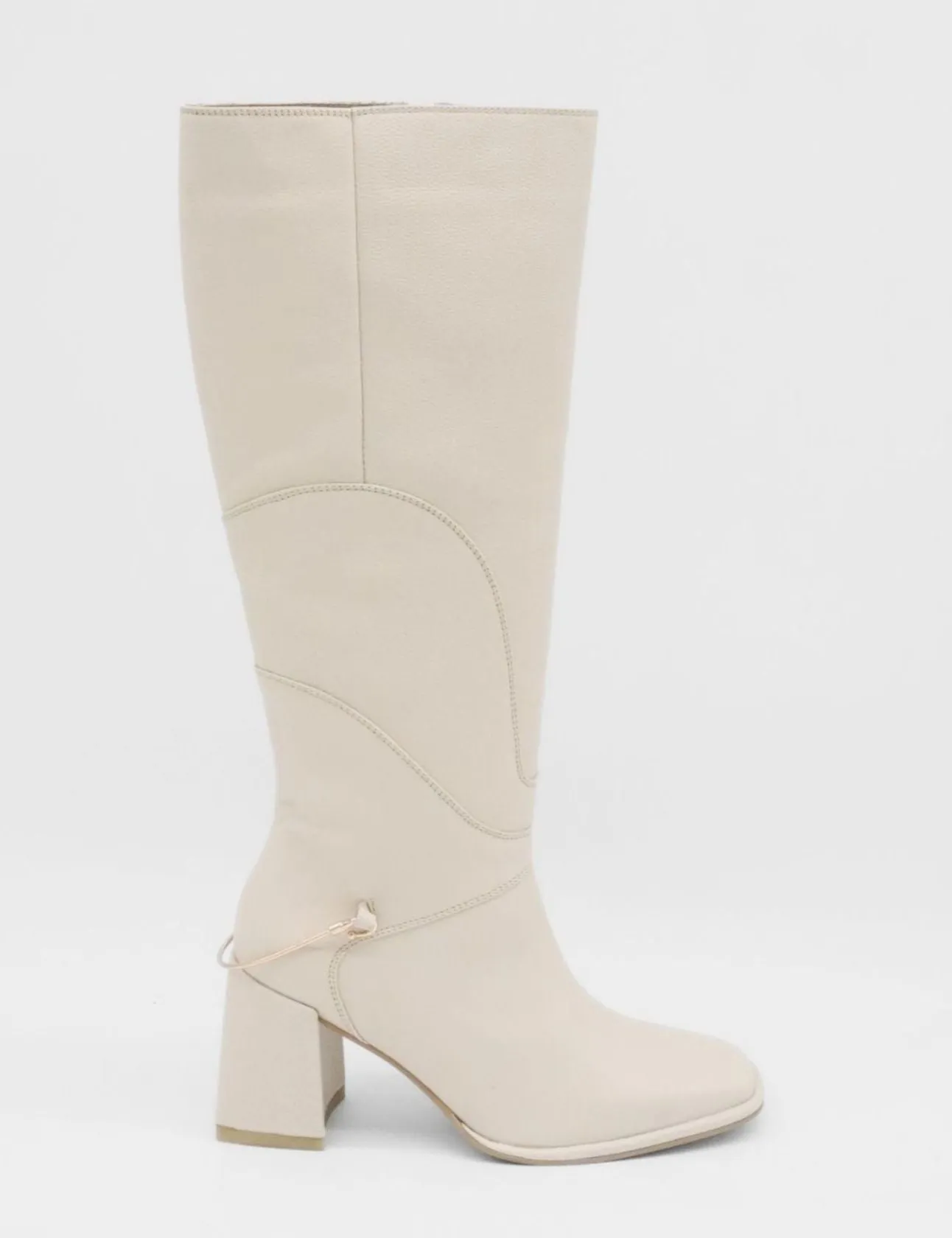 Tessa knee high boots in off white leather womens shoes