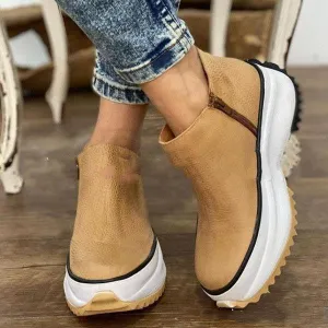 Thick Soled Side Zipper Warm Shoes For Autumn And Winter