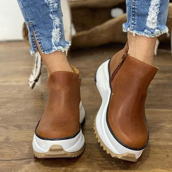 Thick Soled Side Zipper Warm Shoes For Autumn And Winter